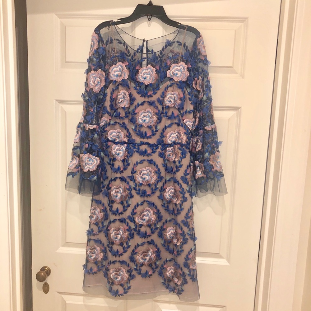 Marchesa Notte Floral Embroidered Dress